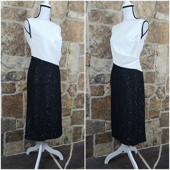 NWT St John 12 Colorblock Tuxedo Cocktail Dress - Picture 7 of 11